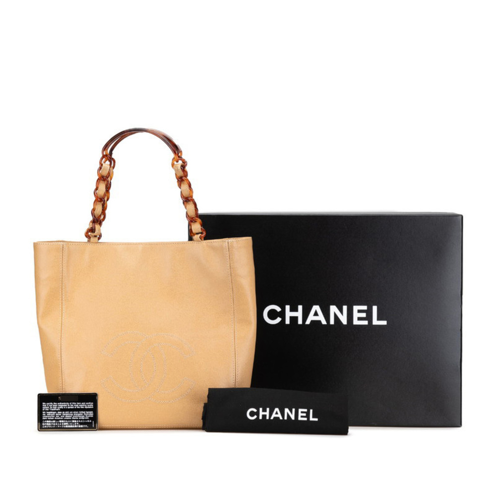 CHANEL Cream Caviar Leather Logo Shoulder Bag - Picture 13 of 14